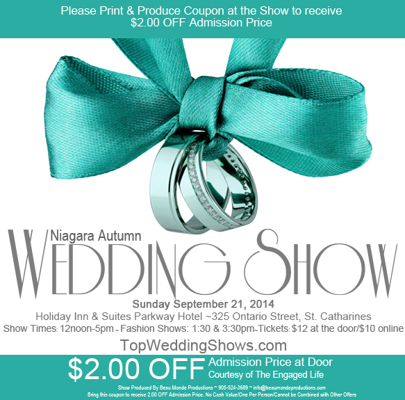 Niagara Autumn Wedding Show $2.00 OFF Coupon